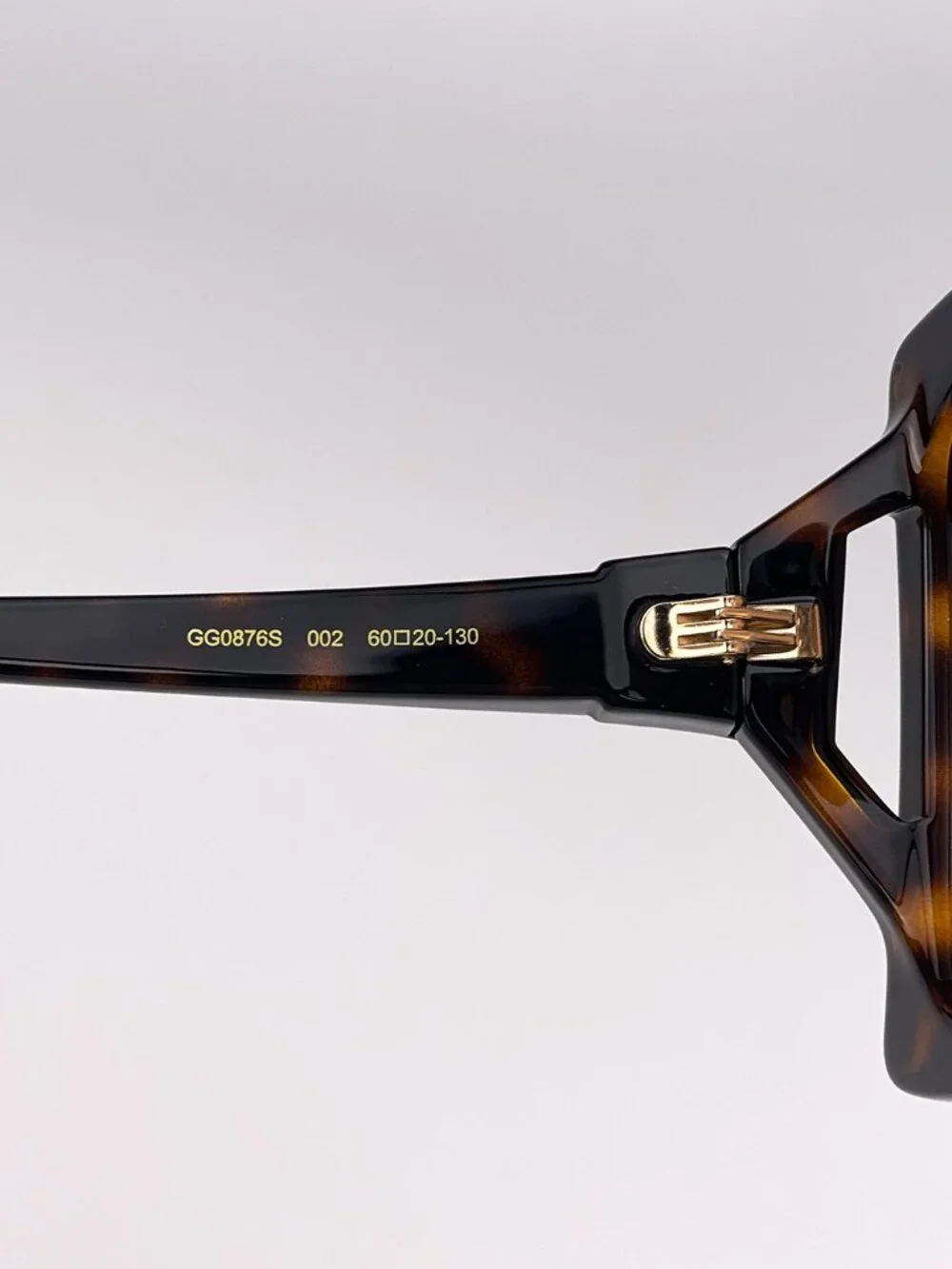 GUCCI GG0876S 002 HAVANA GOLD LOGO OVERSIZED RECTANGLE SUNGLASSES